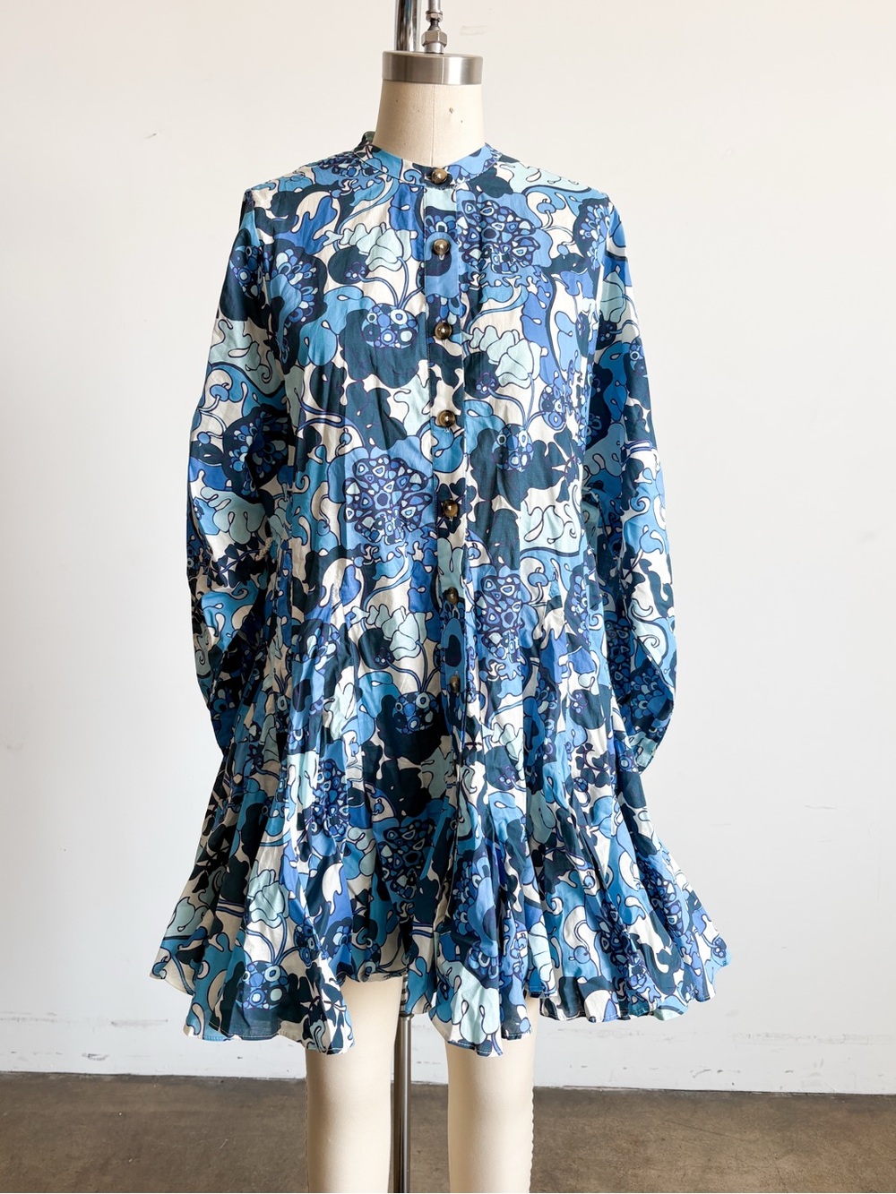 $425 NWT RHODE “Emma” Mini Dress in Woodstock Floral Blue Sz X-Small